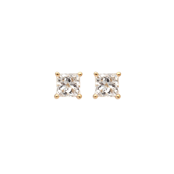 Princess Cut Lab-Grown Diamond Stud Earrings in 18K Yellow Gold