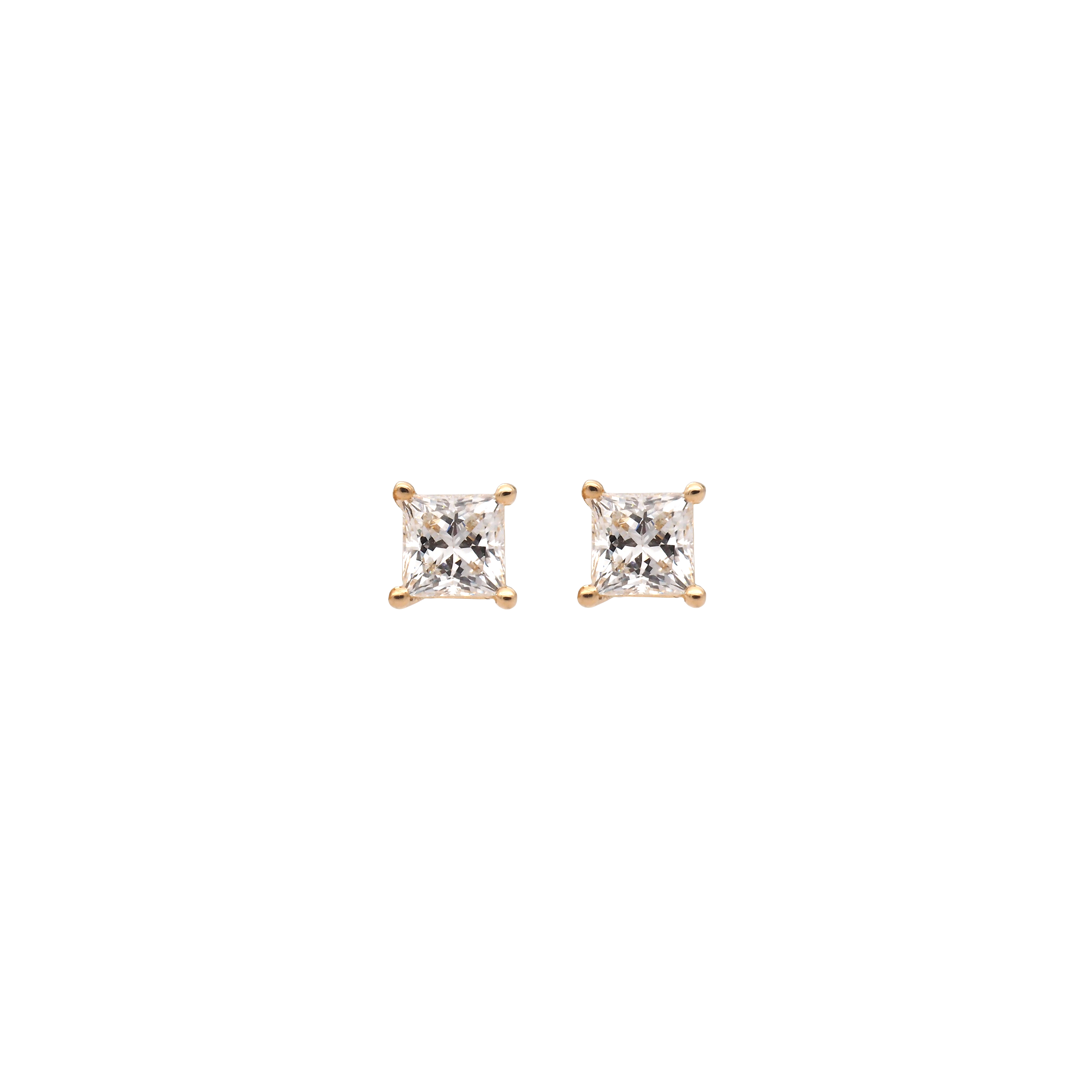 Elegant Princess-Cut Lab-Grown Diamond Stud Earrings in 18K Yellow Gold