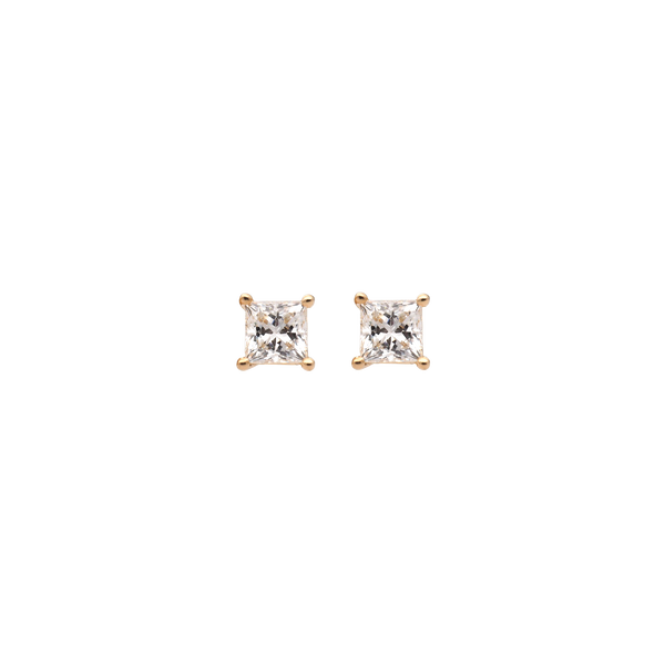 Elegant Princess-Cut Lab-Grown Diamond Stud Earrings in 18K Yellow Gold