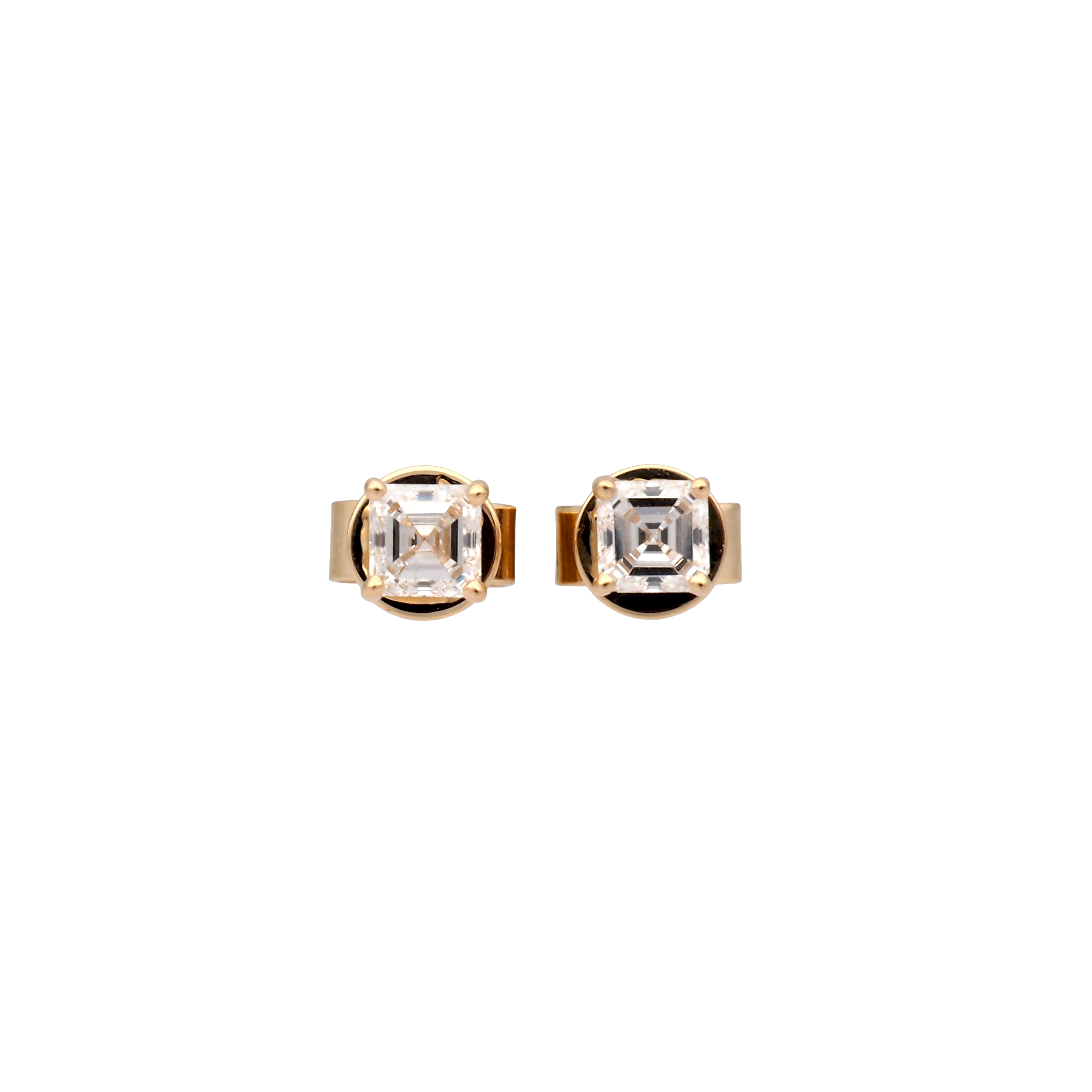 Elegant Asscher Cut Lab-Grown Diamond Stud Earrings in 18K Yellow Gold
