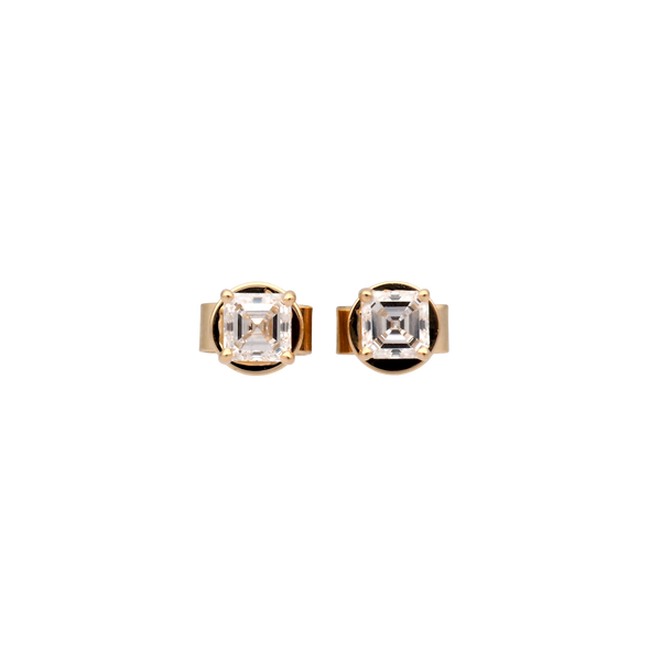 Elegant Asscher Cut Lab-Grown Diamond Stud Earrings in 18K Yellow Gold