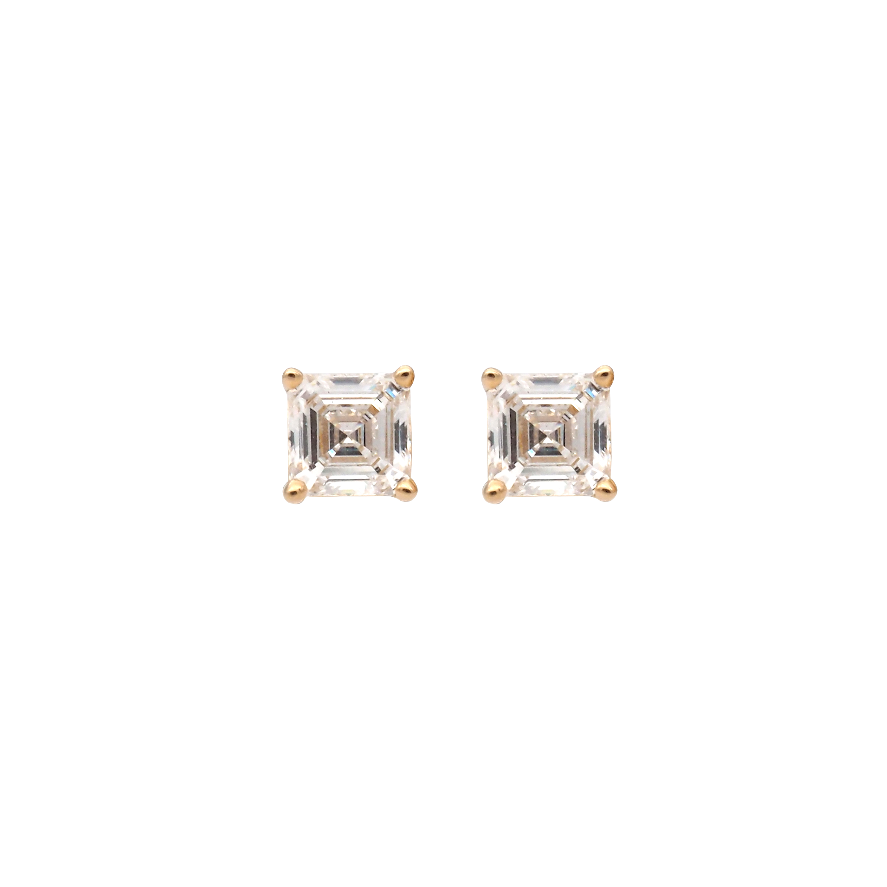 Title: Elegant Lab-Grown Diamond Asscher Cut Stud Earrings in 18K Yellow Gold