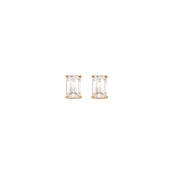 Elegant 18K Yellow Gold Lab-Grown Diamond Emerald-Cut Stud Earrings