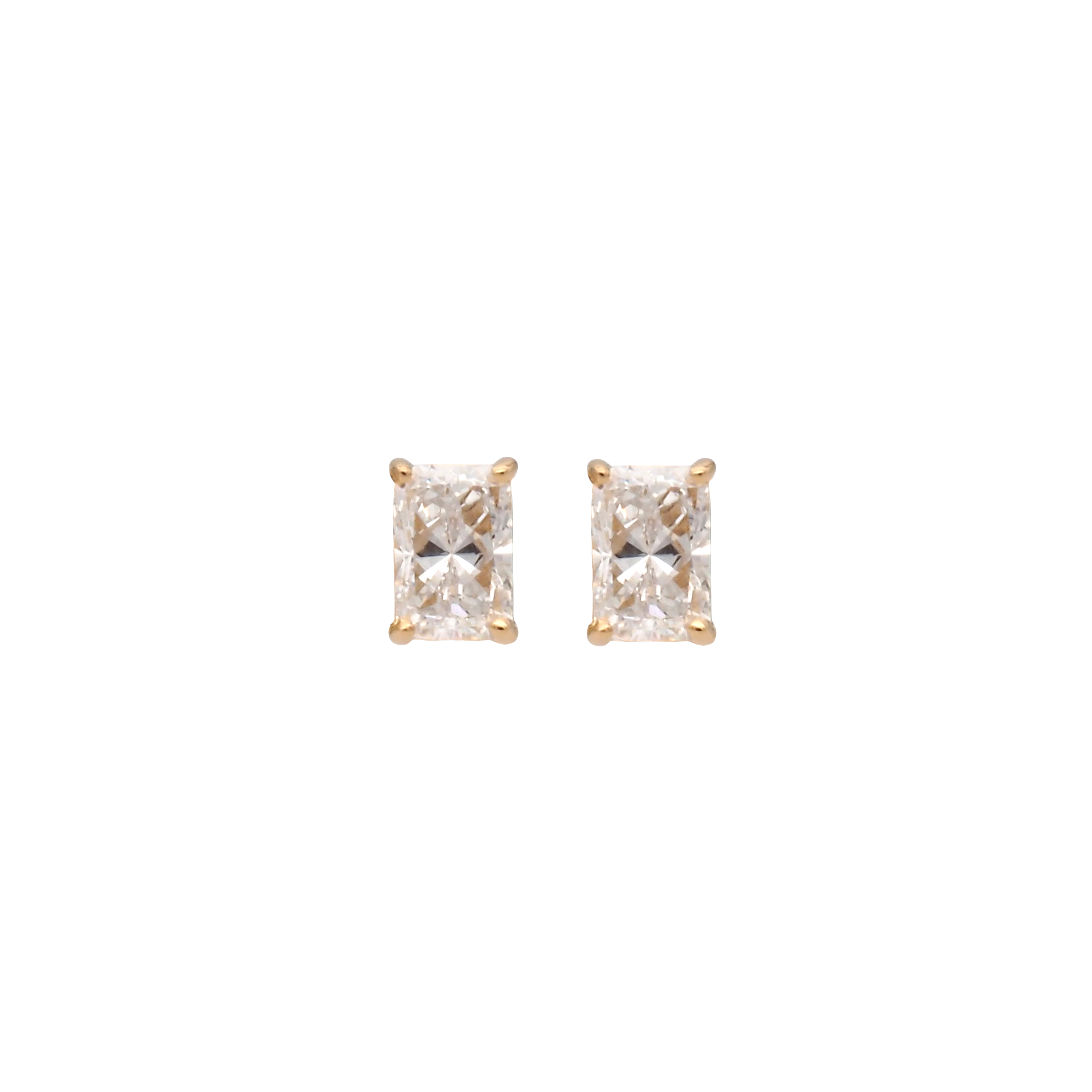 Radiant Cut Lab-Grown Diamond Stud Earrings in 18K Yellow Gold