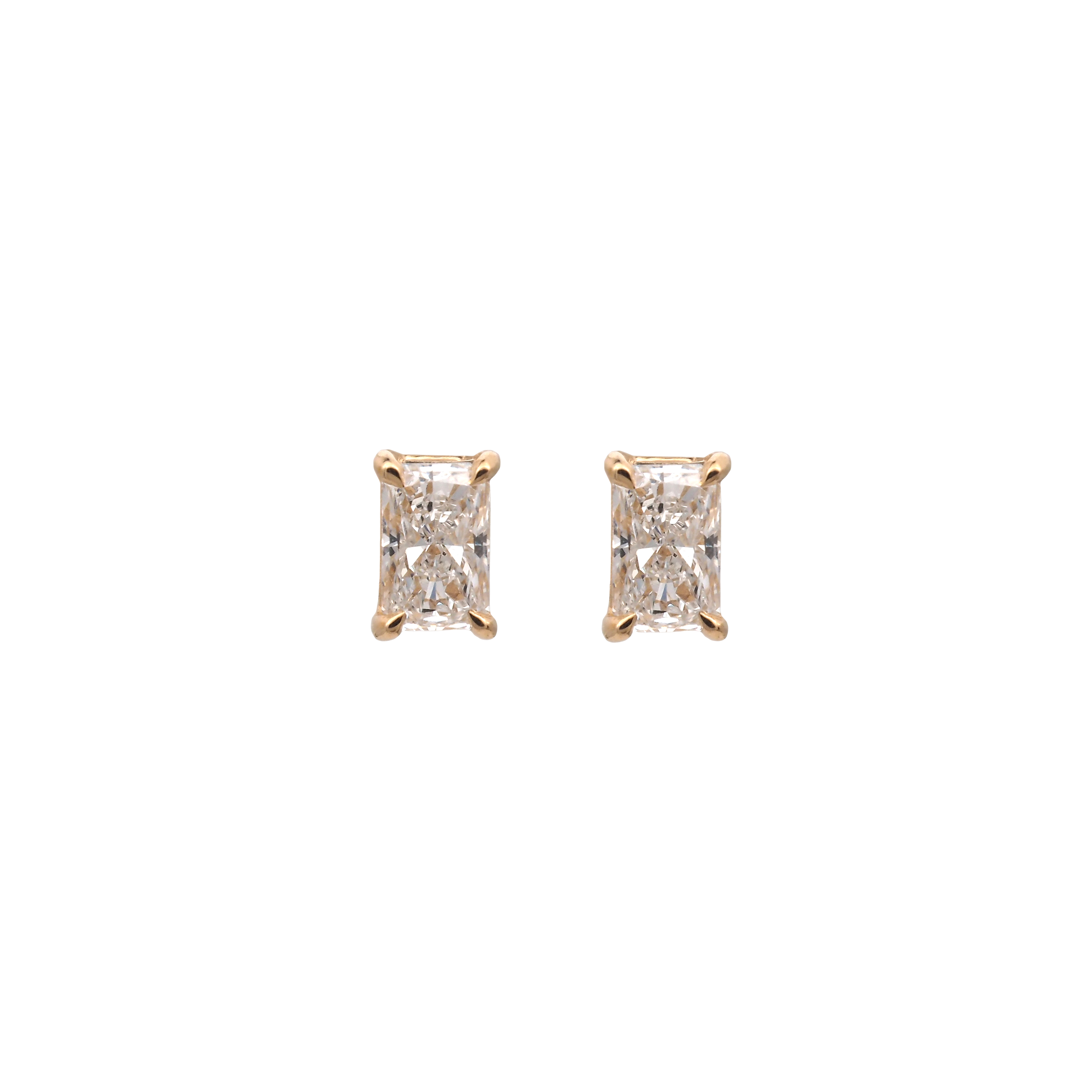 Radiant Cut Lab-Grown Diamond Stud Earrings in 18K Yellow Gold