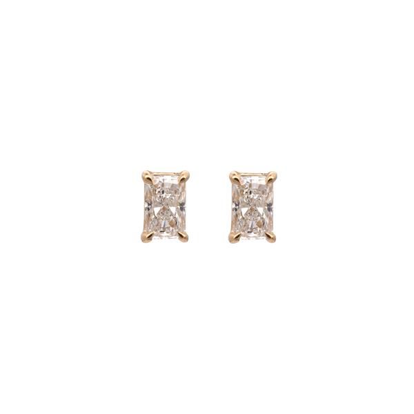 Radiant Cut Lab-Grown Diamond Stud Earrings in 18K Yellow Gold