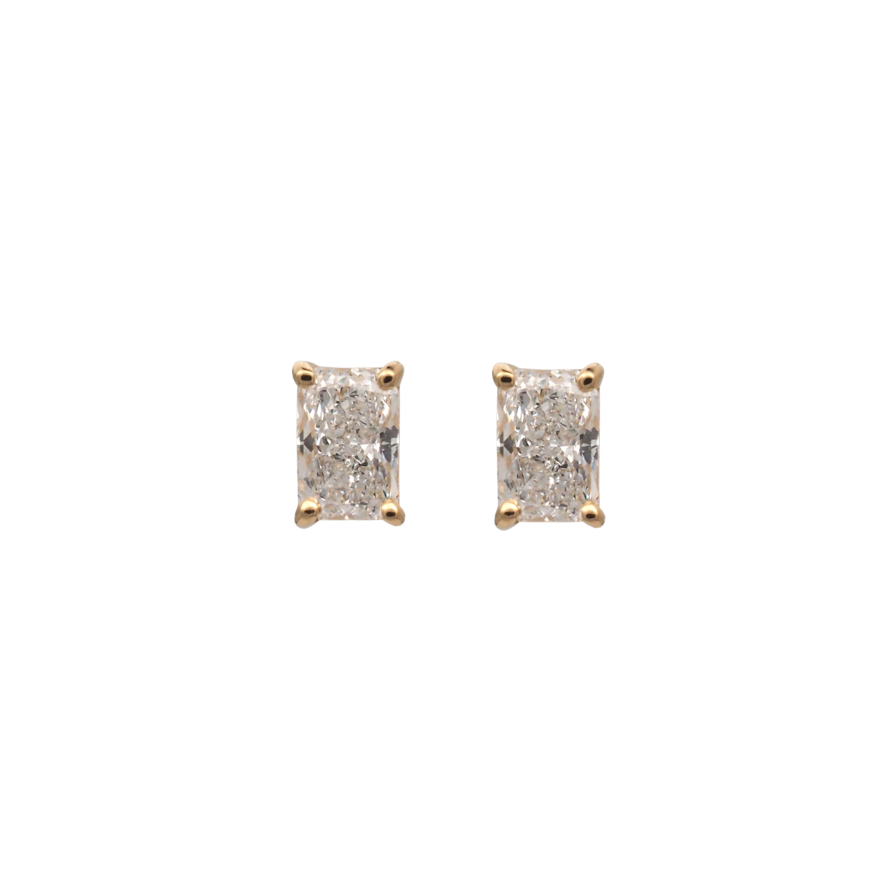 Radiant Cut Lab-Grown Diamond Stud Earrings in 18K Yellow Gold