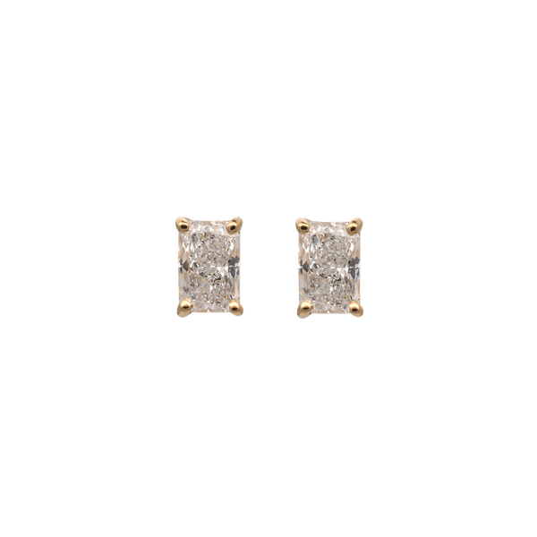 Radiant Cut Lab-Grown Diamond Stud Earrings in 18K Yellow Gold