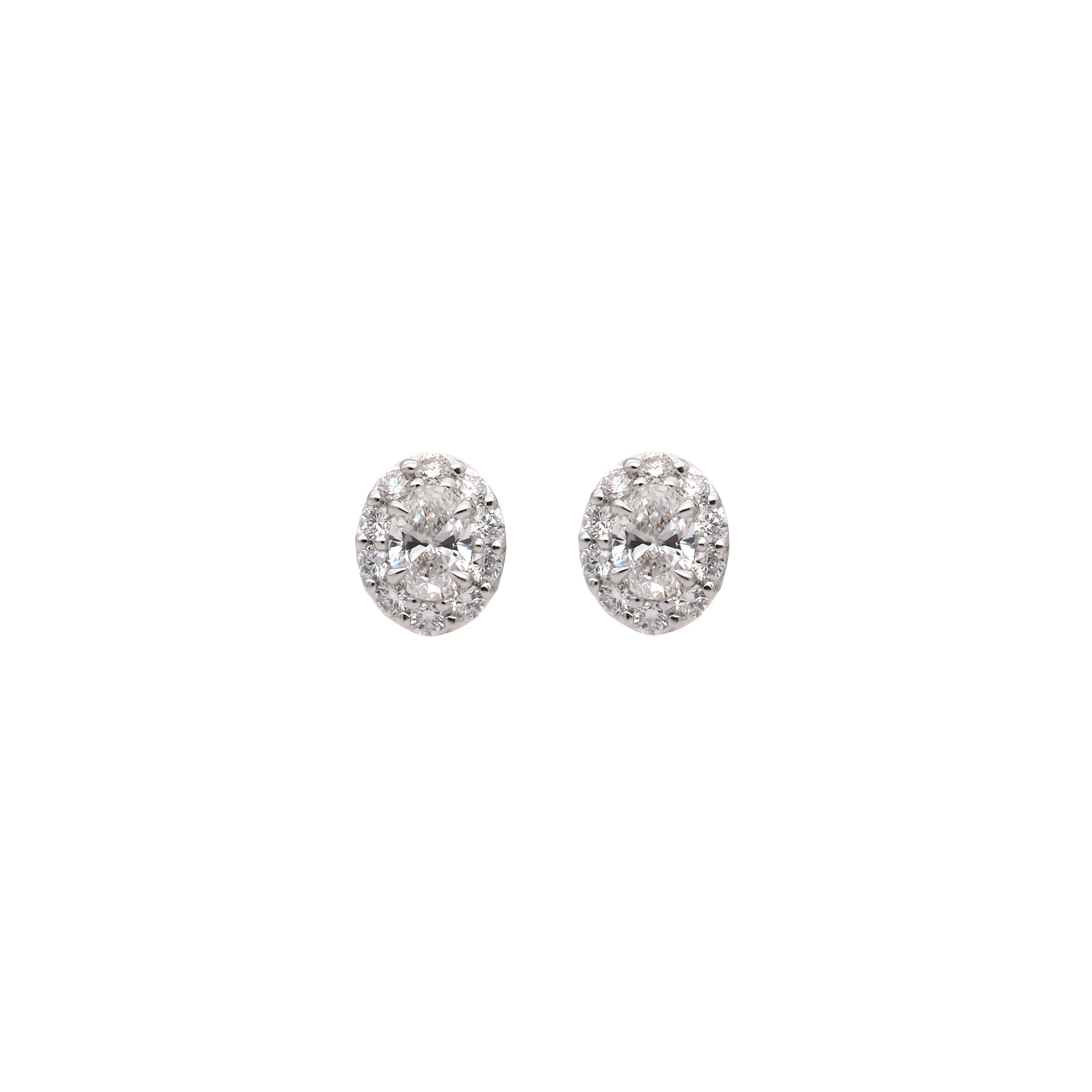 Elegant Oval Lab-Grown Diamond Halo Earrings