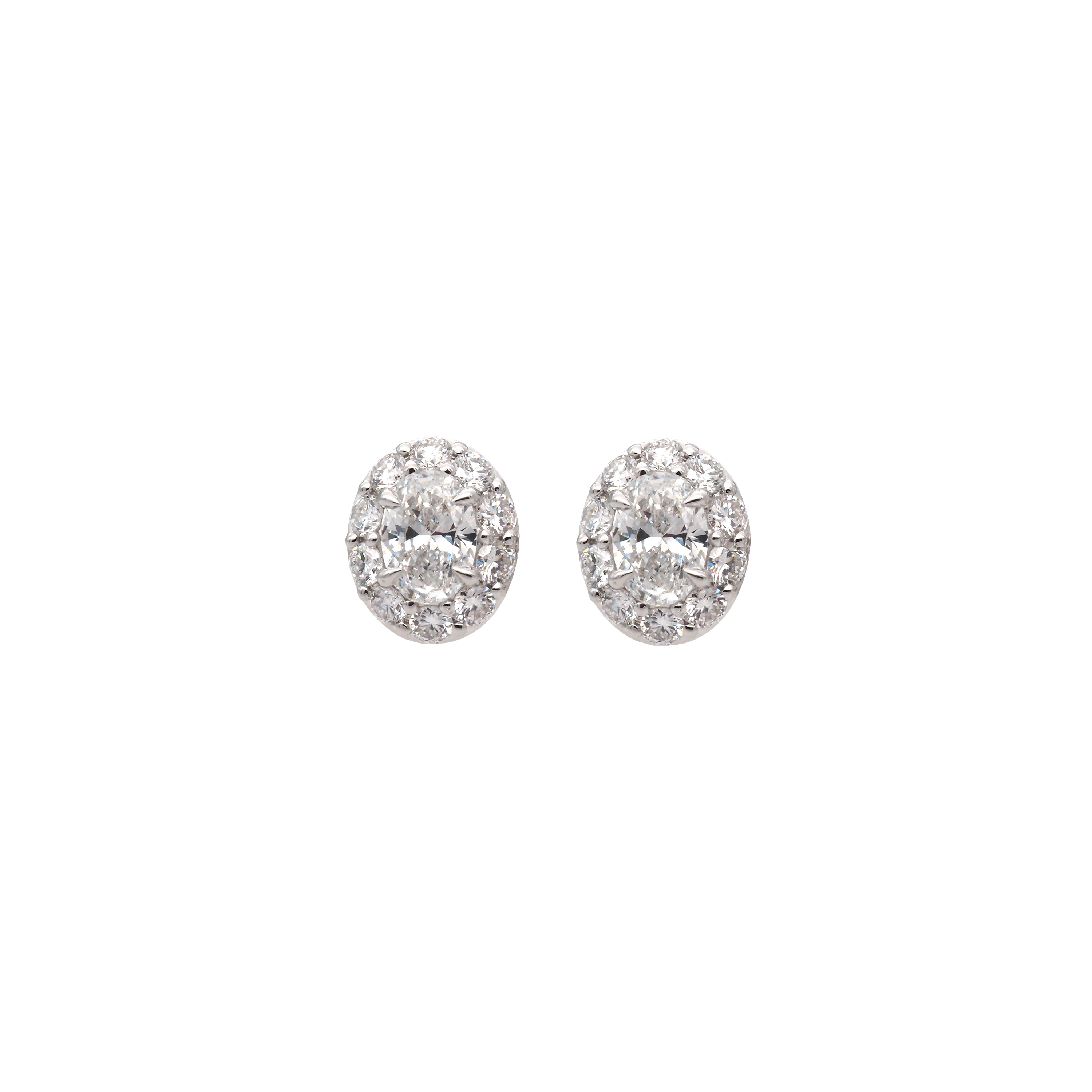 Elegant Oval Halo Lab-Grown Diamond Earrings in White Gold