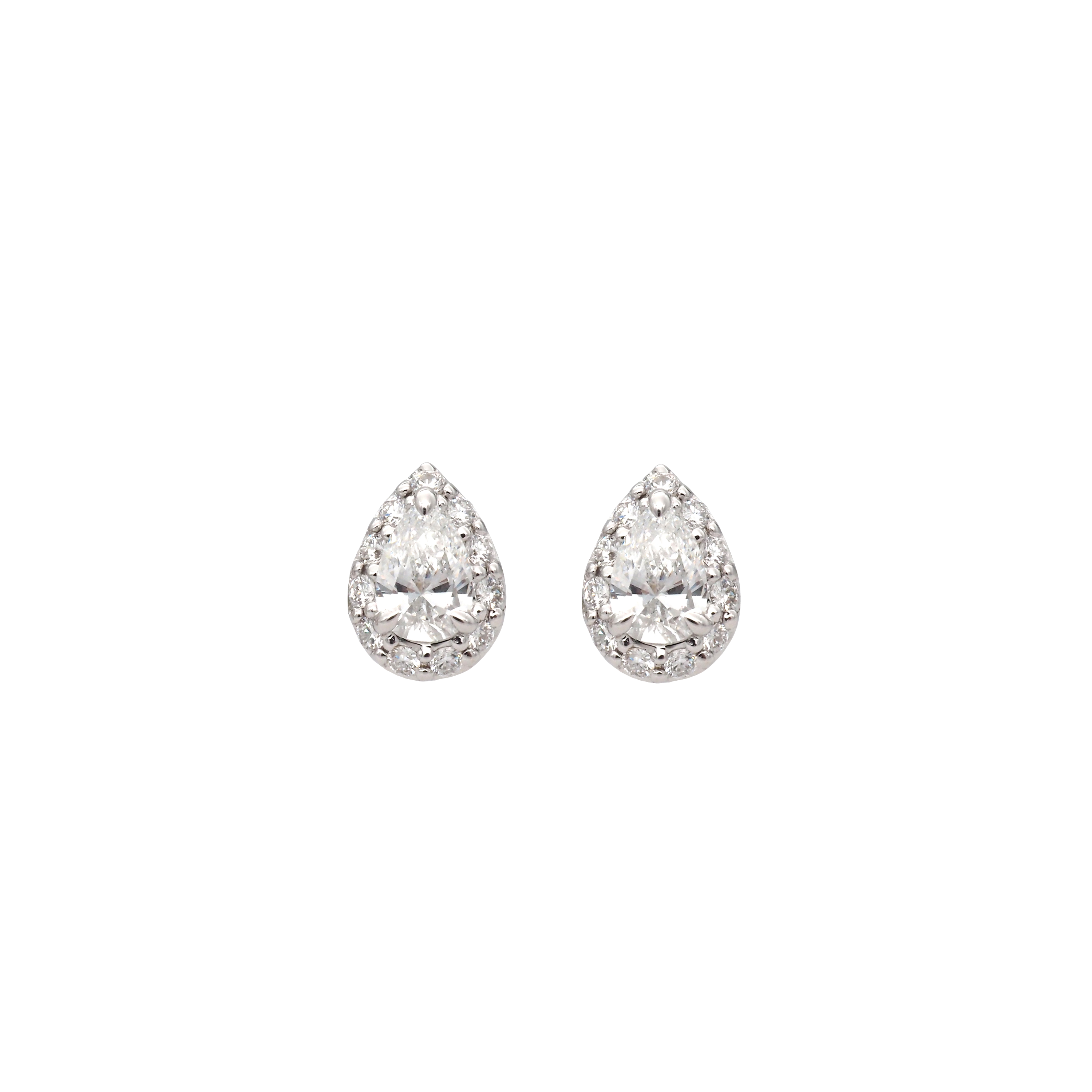 Elegant Pear Shape Halo Diamond Earrings