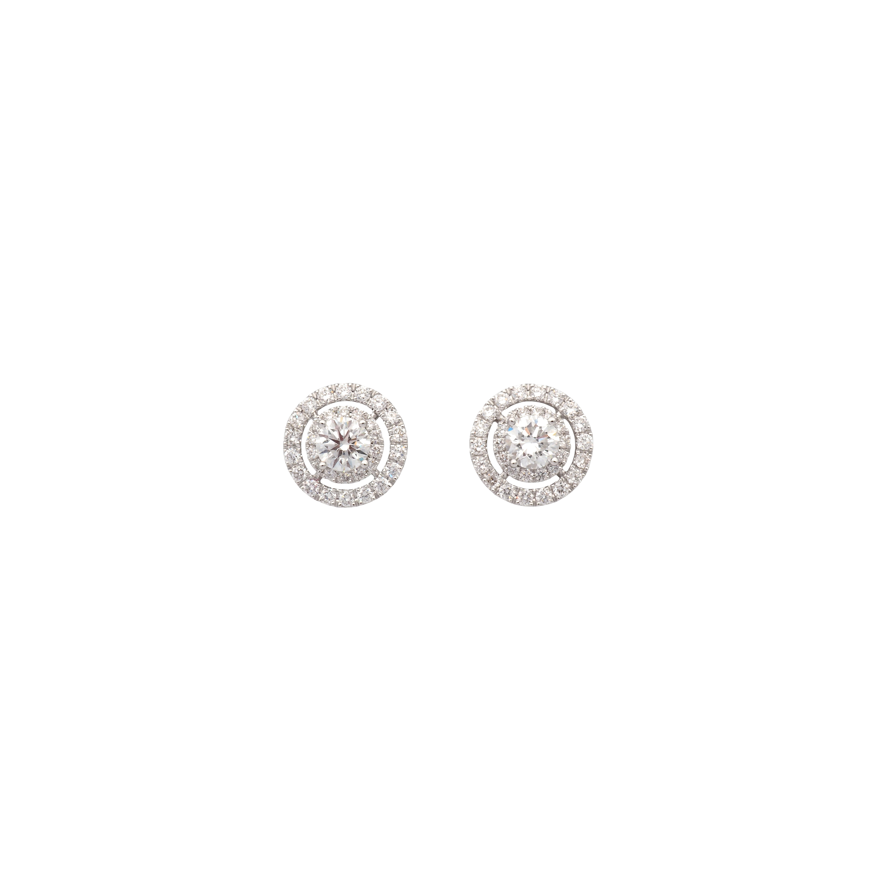 Double Halo Round Lab-Grown Diamond Stud Earrings