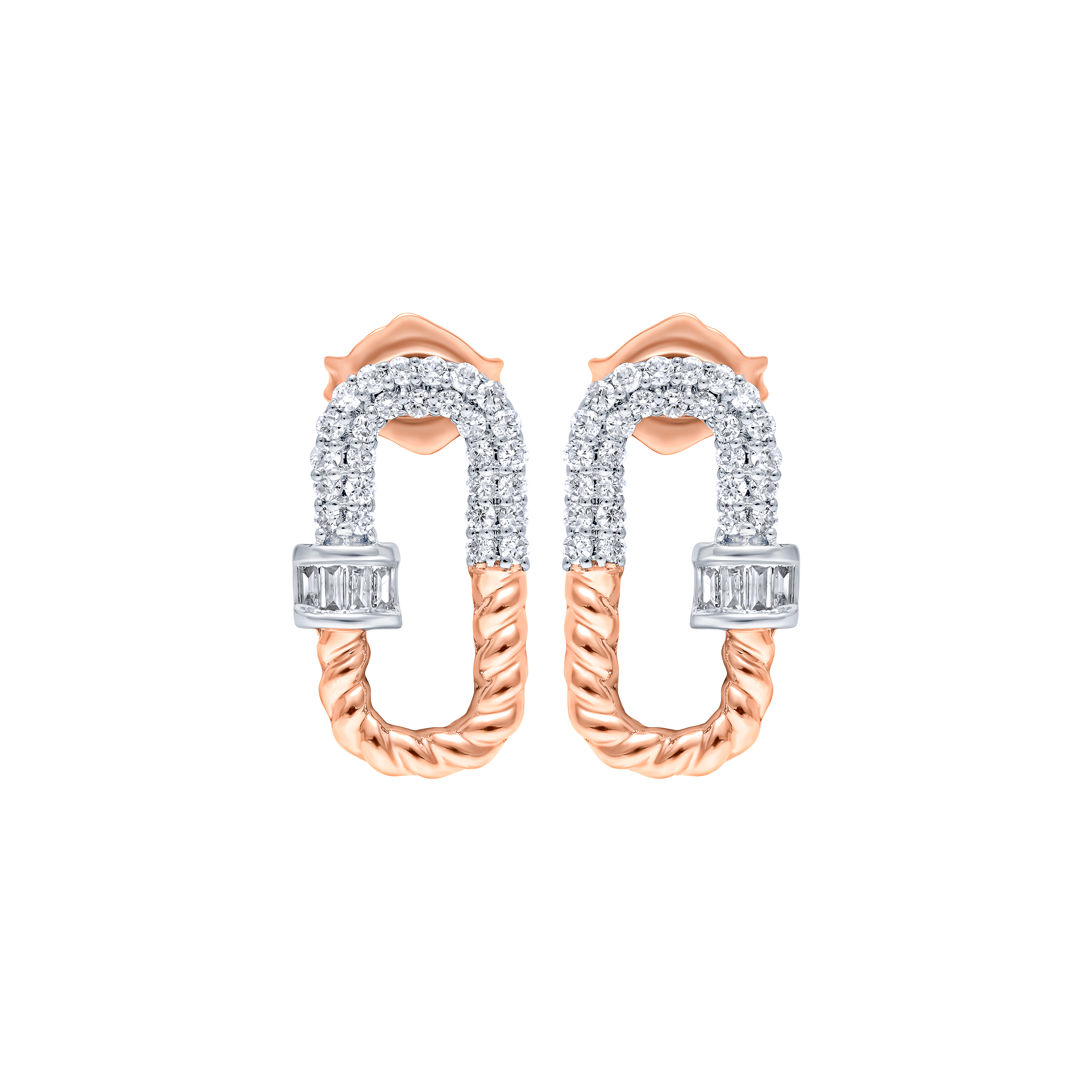 Gleaming 18K Diamond Earrings in Multi-Tone