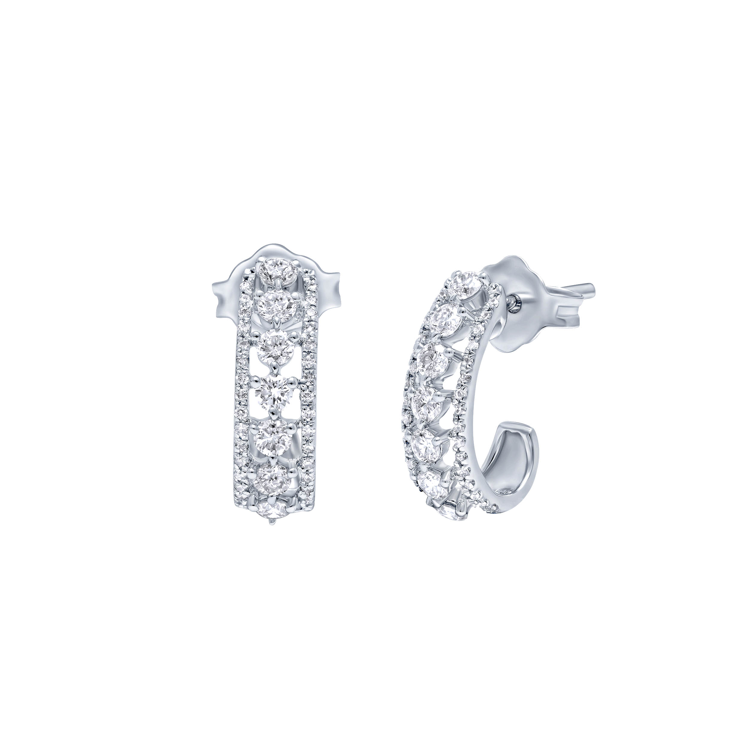 Sparkling 18K Diamond Earrings in White Gold