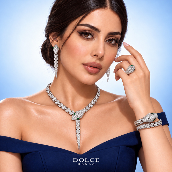 Serena White Luxury Bridal Full Set Featuring High-Quality Zircon Stones with a Premium Rhodium-Plated Finish