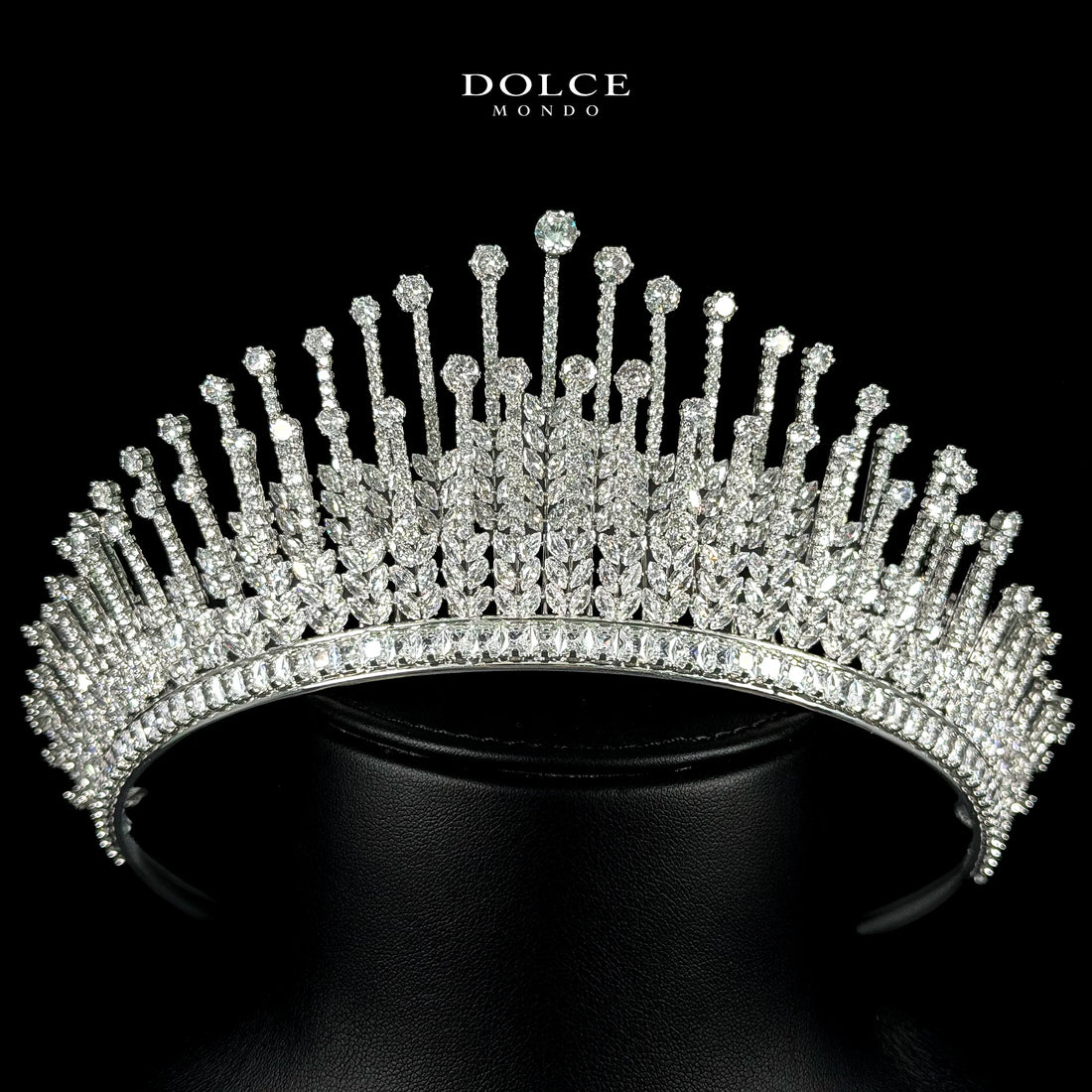 Eva Crown White Luxury Bridal Full Set with Crown in High Quality Class Zircon Stone Rhodium Plated