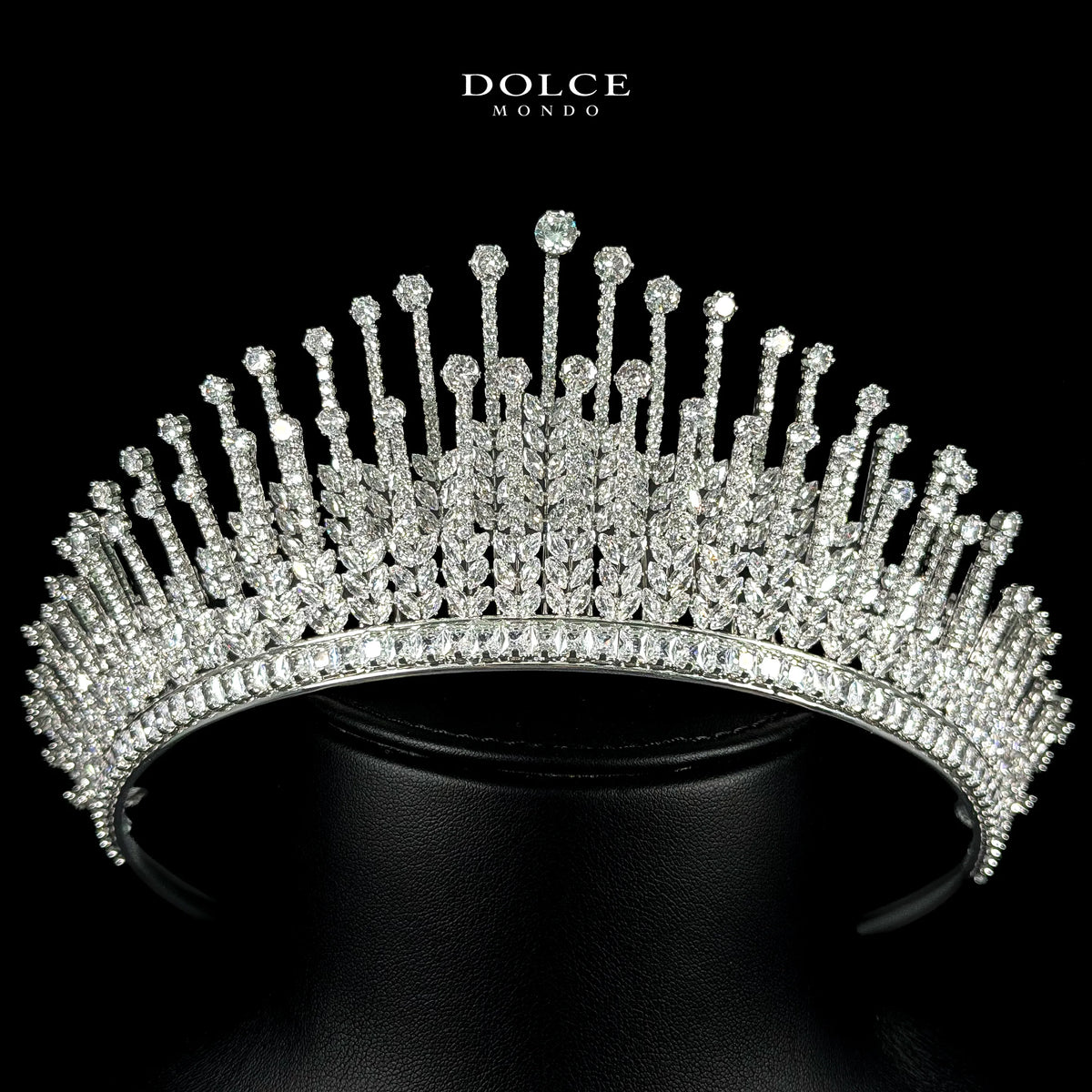 Eva Crown White Luxury Bridal Full Set with Crown in High Quality Class Zircon Stone Rhodium Plated