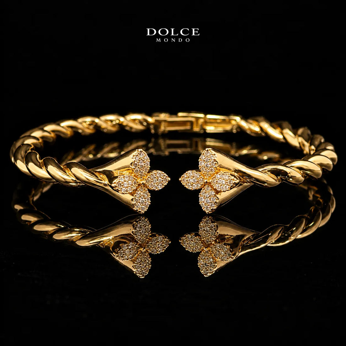 Bella Clove Golden Luxury Necklace & Earring Set with Matching Bangle in High Quality Class Zircon Stone Gold Plated