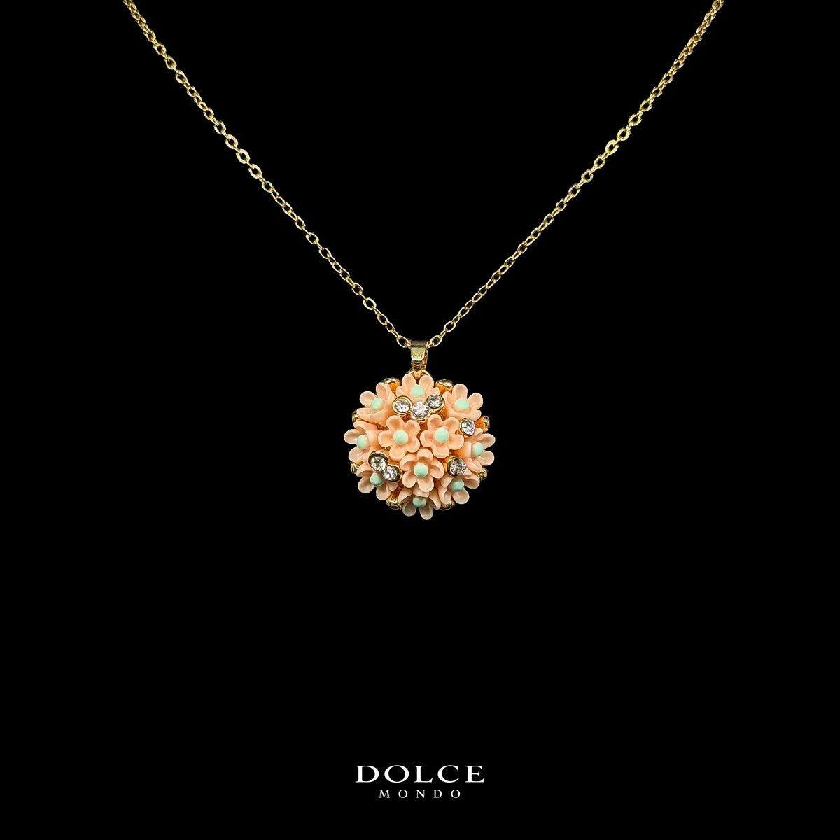 Lina Peach Blossom Luxury Necklace & Earring Combo Set in High Quality Class Zircon Stone Gold Plated