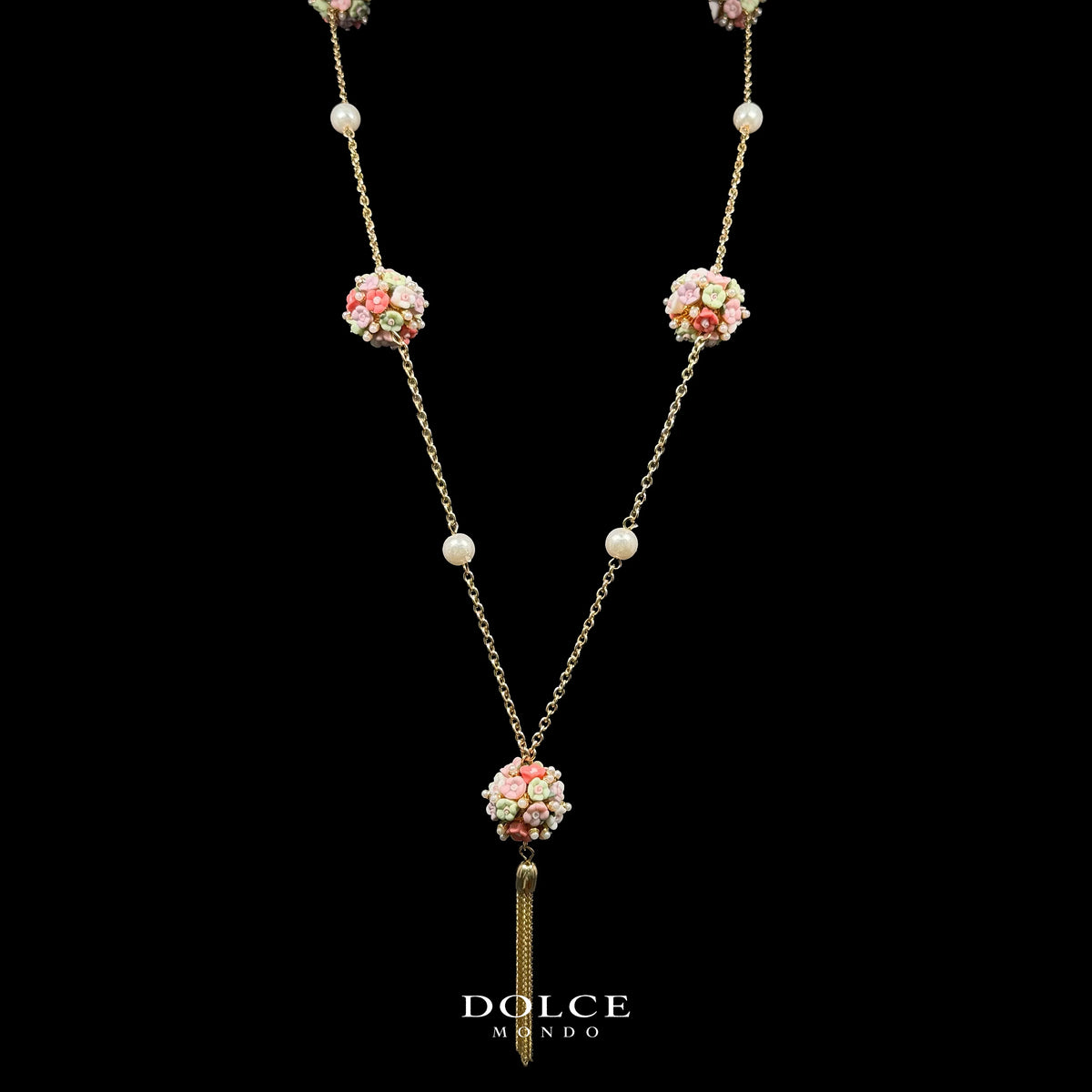 Lina Peach Blossom Luxury Necklace & Earring Combo Set in High Quality Class Zircon Stone Gold Plated