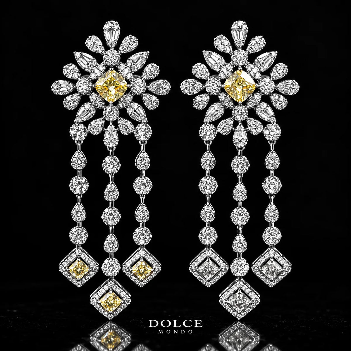 Isabel White Yellow Luxury Combo Set in High Quality Class Zircon Stone Rhodium Plated
