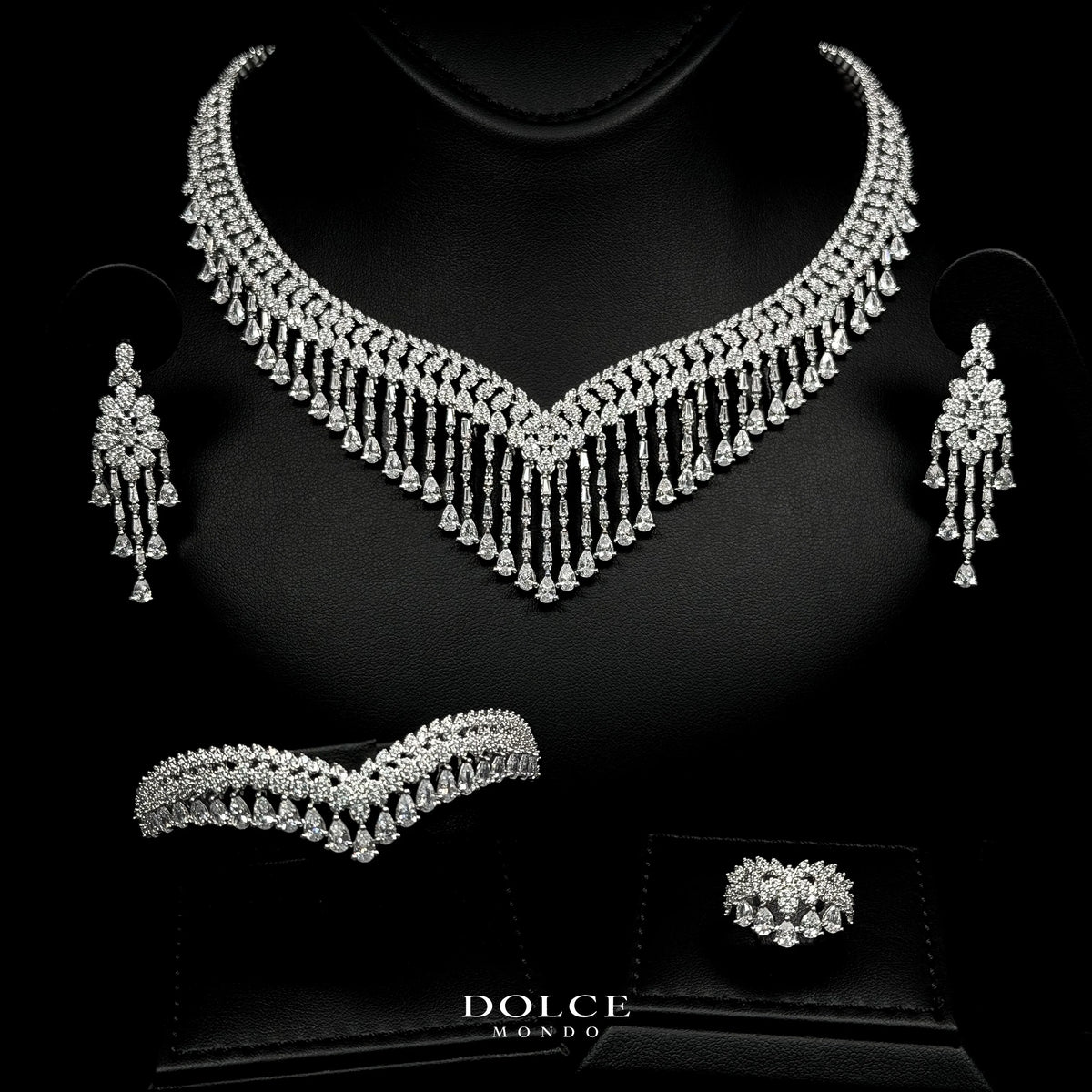 Isabel White Yellow Luxury Combo Set in High Quality Class Zircon Stone Rhodium Plated