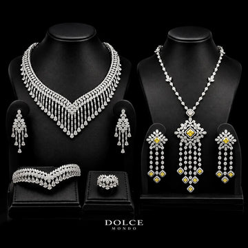 Isabel White Yellow Luxury Combo Set in High Quality Class Zircon Stone Rhodium Plated