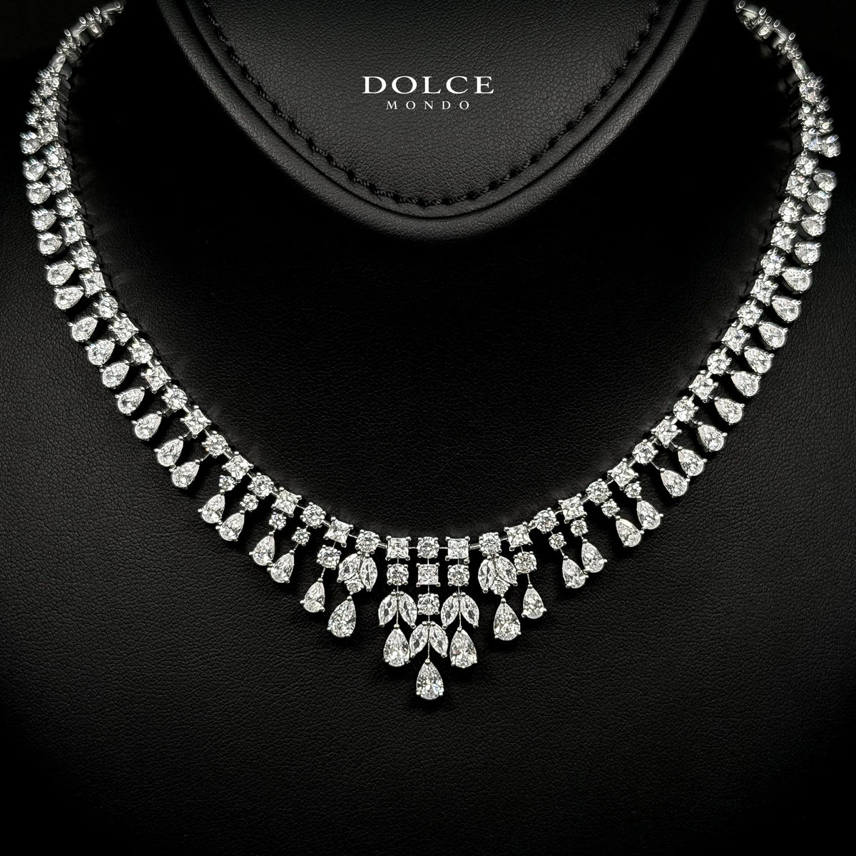 Laura White Luxury Bridal Full Set in High Quality Class Zircon Simulated Diamond Stones Rhodium Plated