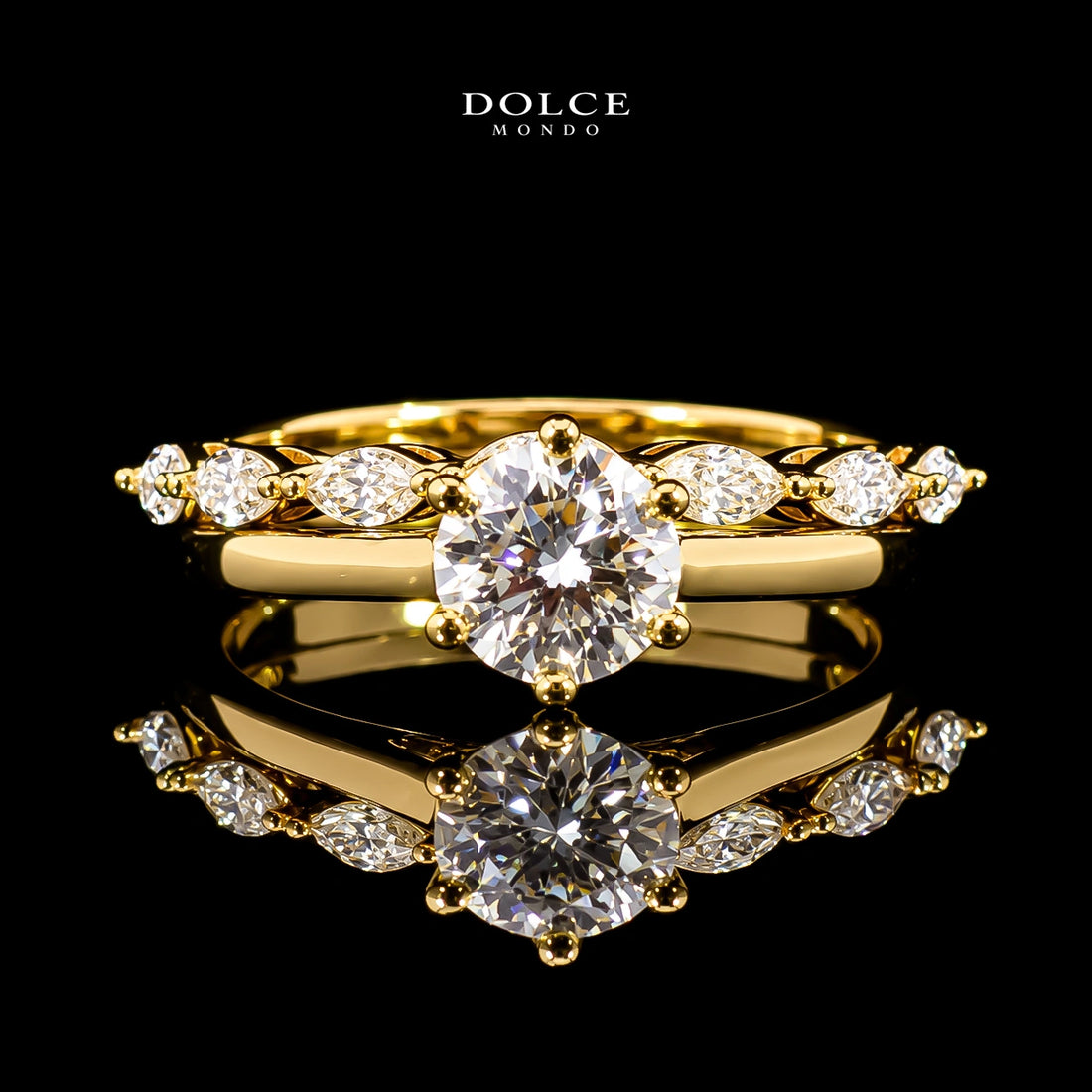 Round Cut Dual Ring Set GRA Certified Moissanite Ring in 18K Gold Plated 925 Sterling Silver – 1.48 Carat