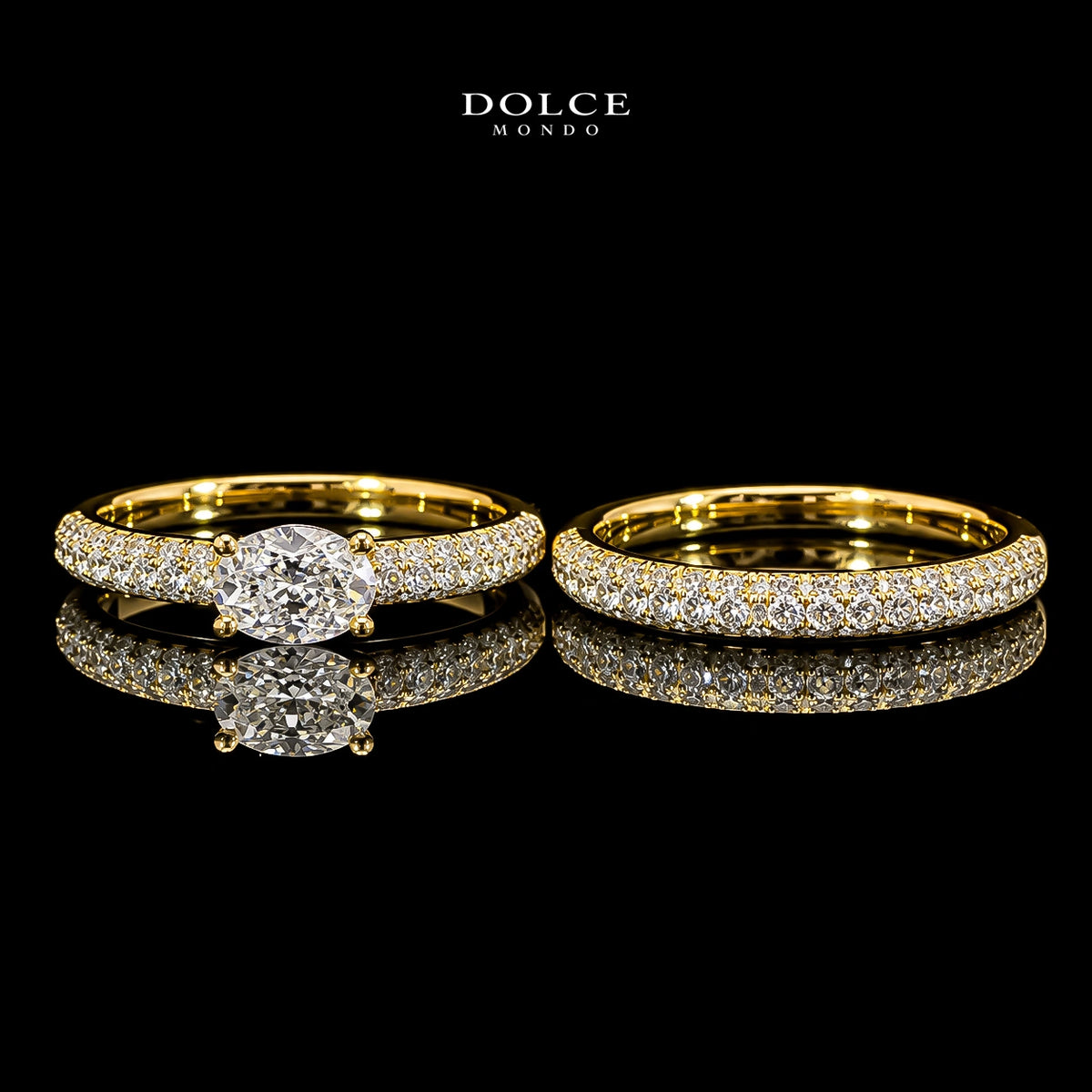 Round Cut Dual Ring Set GRA Certified Moissanite Ring in 18K Gold Plated 925 Sterling Silver – 1.06 Carat