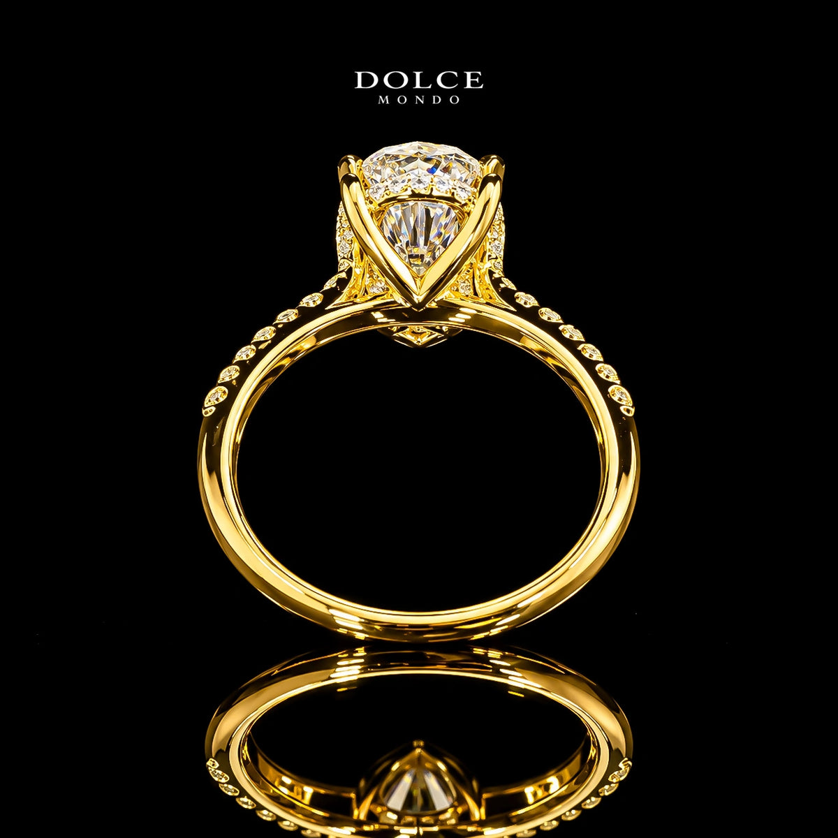 Oval Cut Pave GRA Certified Moissanite Ring in 18K Gold Plated 925 Sterling Silver – 3.76 Carat