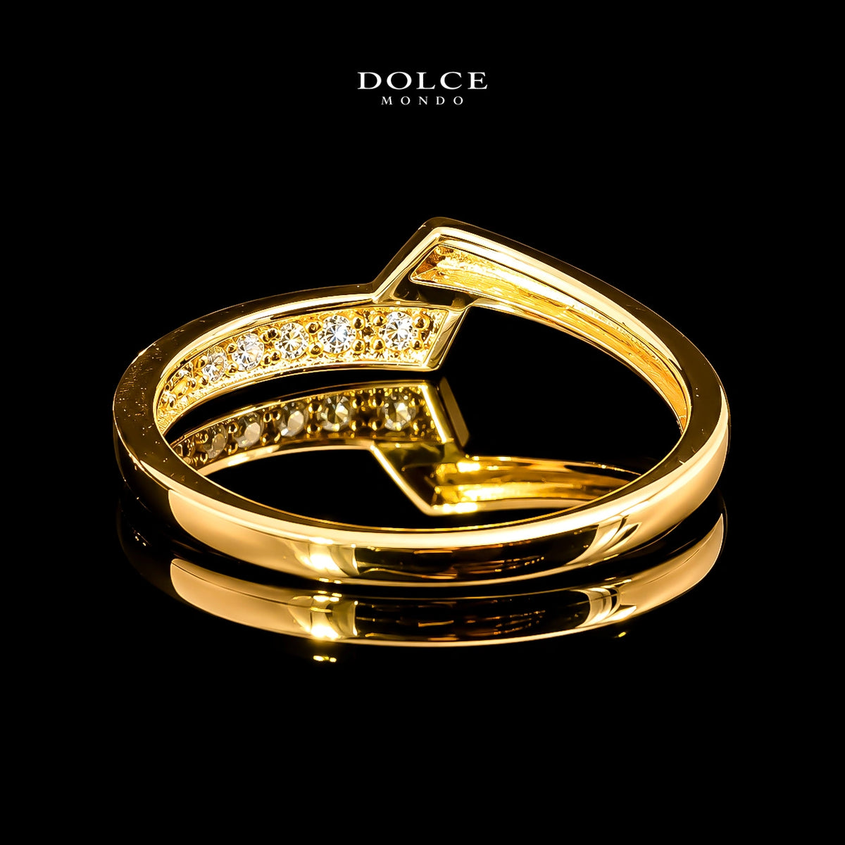Round Cut Modern Geometric GRA Certified Moissanite Ring in 18K Gold Plated 925 Sterling Silver – 0.26 Carat