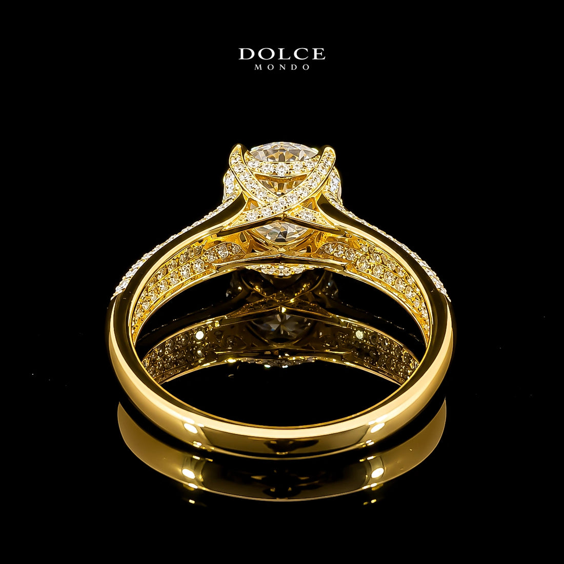 Round Cut Pave Solitaire GRA Certified Moissanite Ring in 18K Gold Plated 925 Sterling Silver – 2.25 Carat