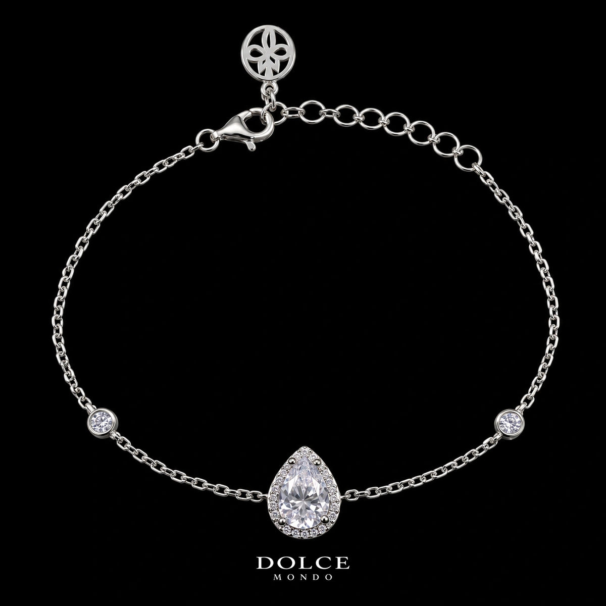 Yasmin Pear Cut GRA Certified Moissanite Bracelet in 925 Sterling Silver Premium Rhodium Plated – 1.25 Carat