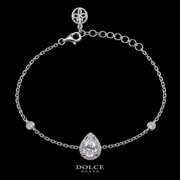 Yasmin Pear Cut GRA Certified Moissanite Bracelet in 925 Sterling Silver Premium Rhodium Plated – 1.25 Carat