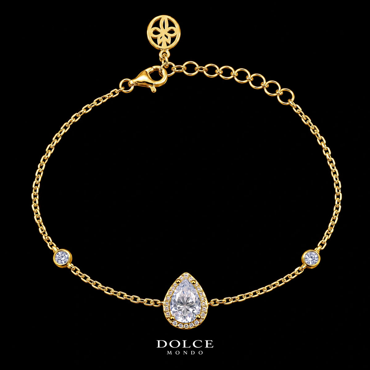 Noor Pear Cut GRA Certified Moissanite 3 Piece Set in 925 Sterling Silver 18K Gold Plated – 3.75 Carat