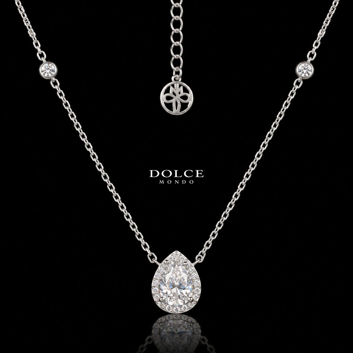 Yasmin Pear Cut GRA Certified Moissanite Necklace in 925 Sterling Silver Premium Rhodium Plated – 1.25 Carat