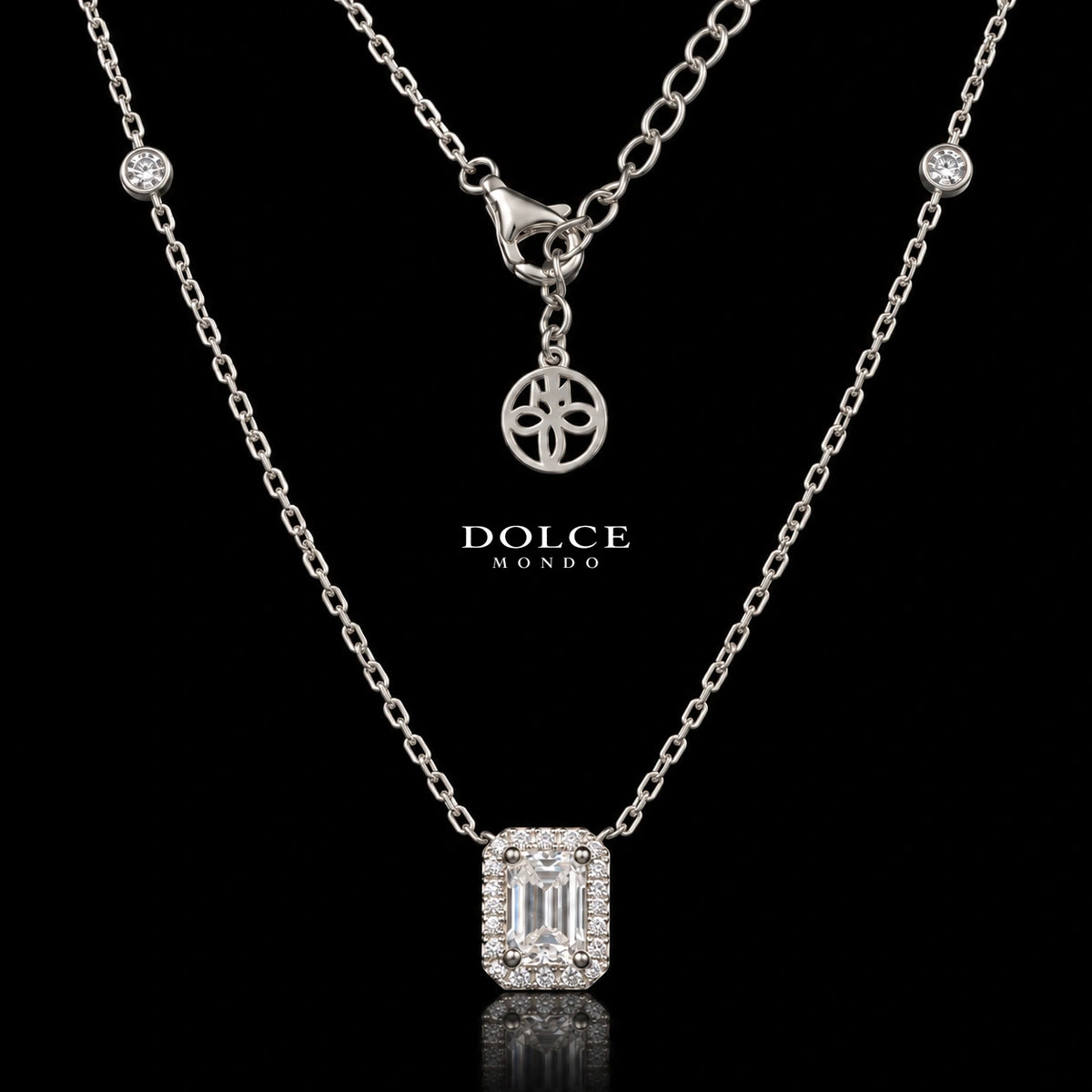 Mariam Emerald Cut GRA Certified Moissanite 2 Piece Set in 925 Sterling Silver Premium Rhodium Plated – 1.50 Carat