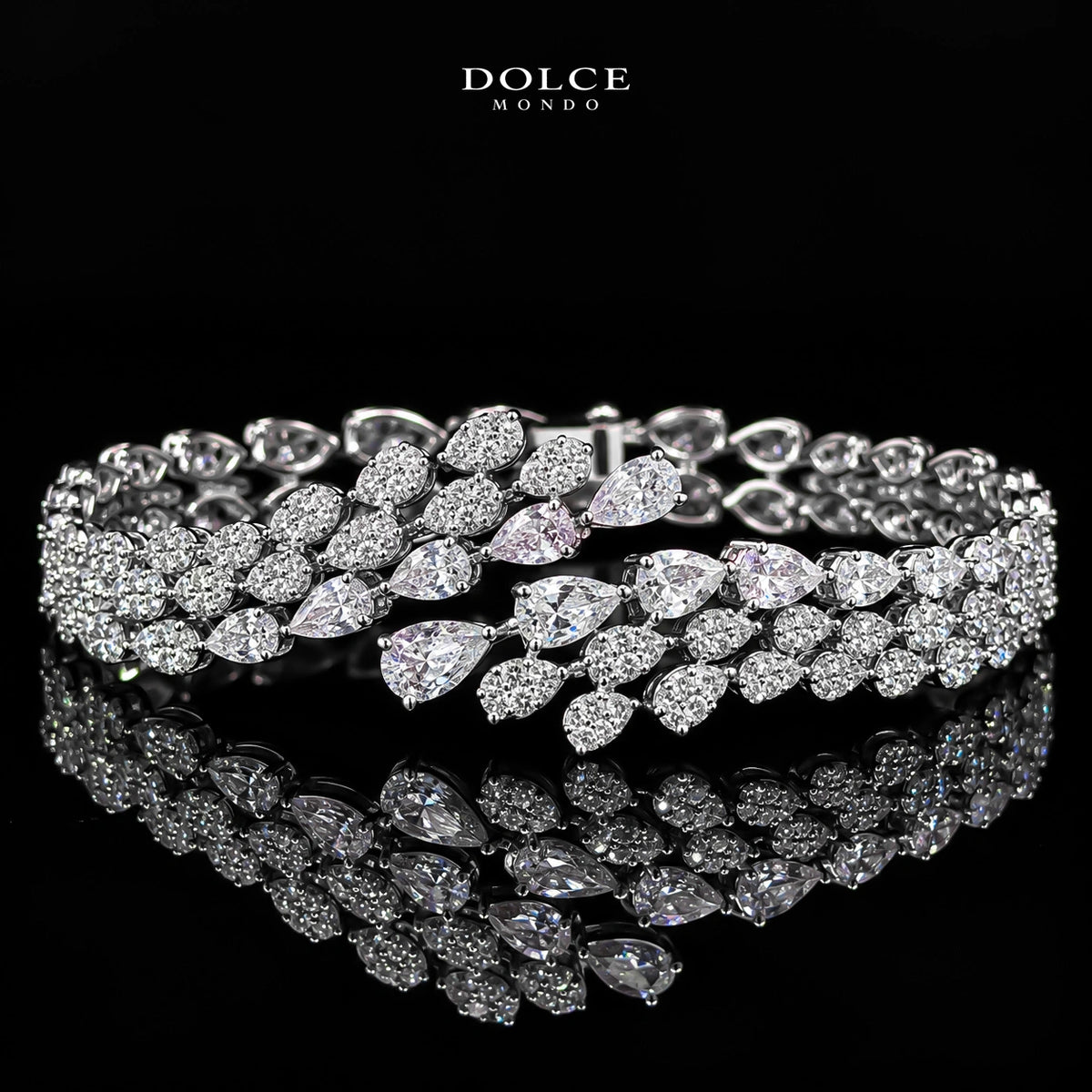 Diana White Luxury Bridal Full Set in High Quality Class Zircon Simulated Diamond Stones Rhodium Plated