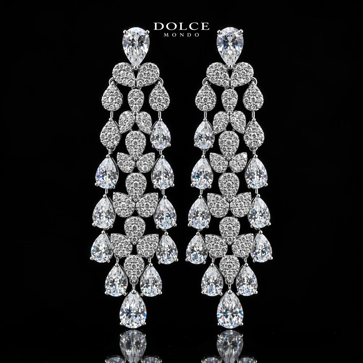 Diana White Luxury Bridal Full Set in High Quality Class Zircon Simulated Diamond Stones Rhodium Plated