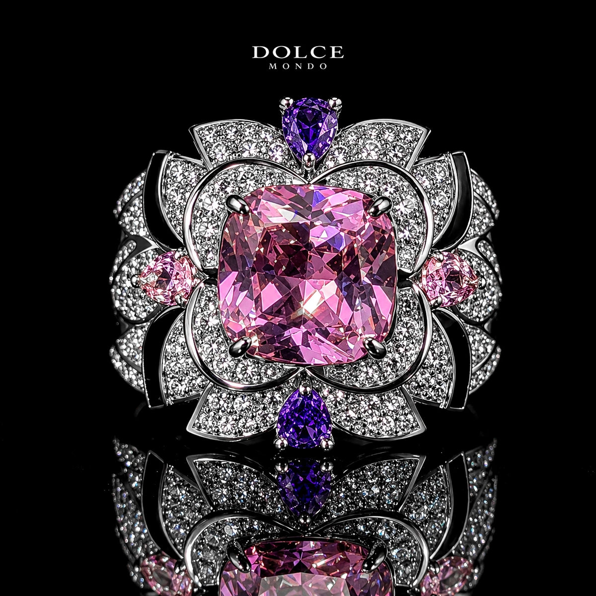 Amelia Pink Luxury Bridal Full Set Featuring High-Quality Zircon Stones with a Premium Rhodium-Plated Finish