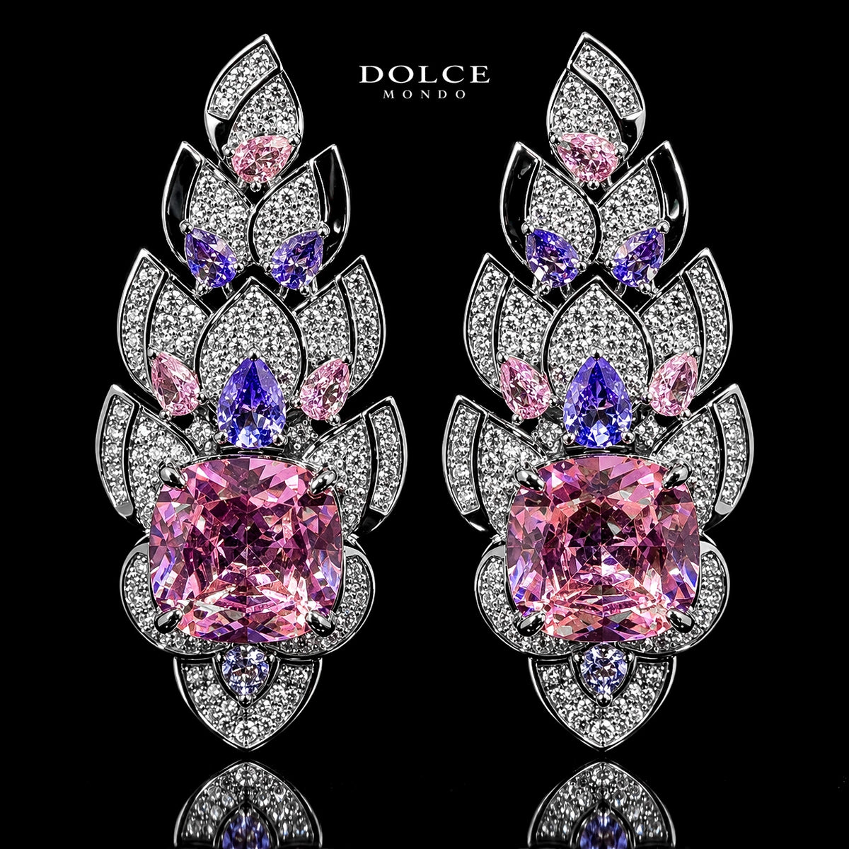 Amelia Pink Luxury Bridal Full Set Featuring High-Quality Zircon Stones with a Premium Rhodium-Plated Finish