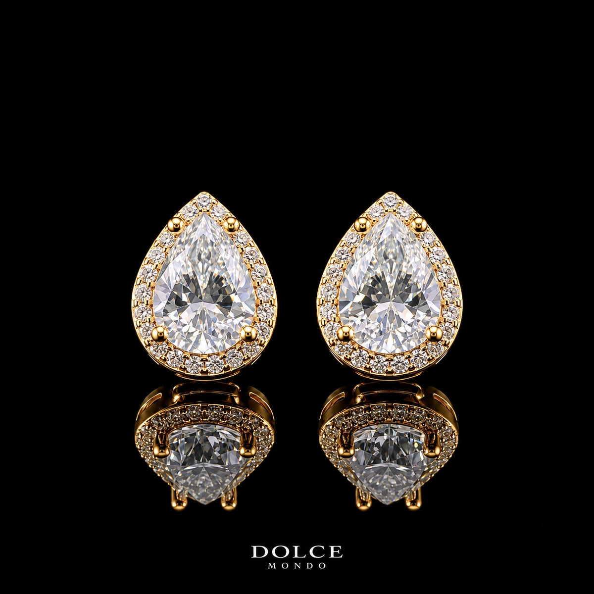 Noor Pear Cut GRA Certified Moissanite 3 Piece Set in 925 Sterling Silver 18K Gold Plated – 3.75 Carat