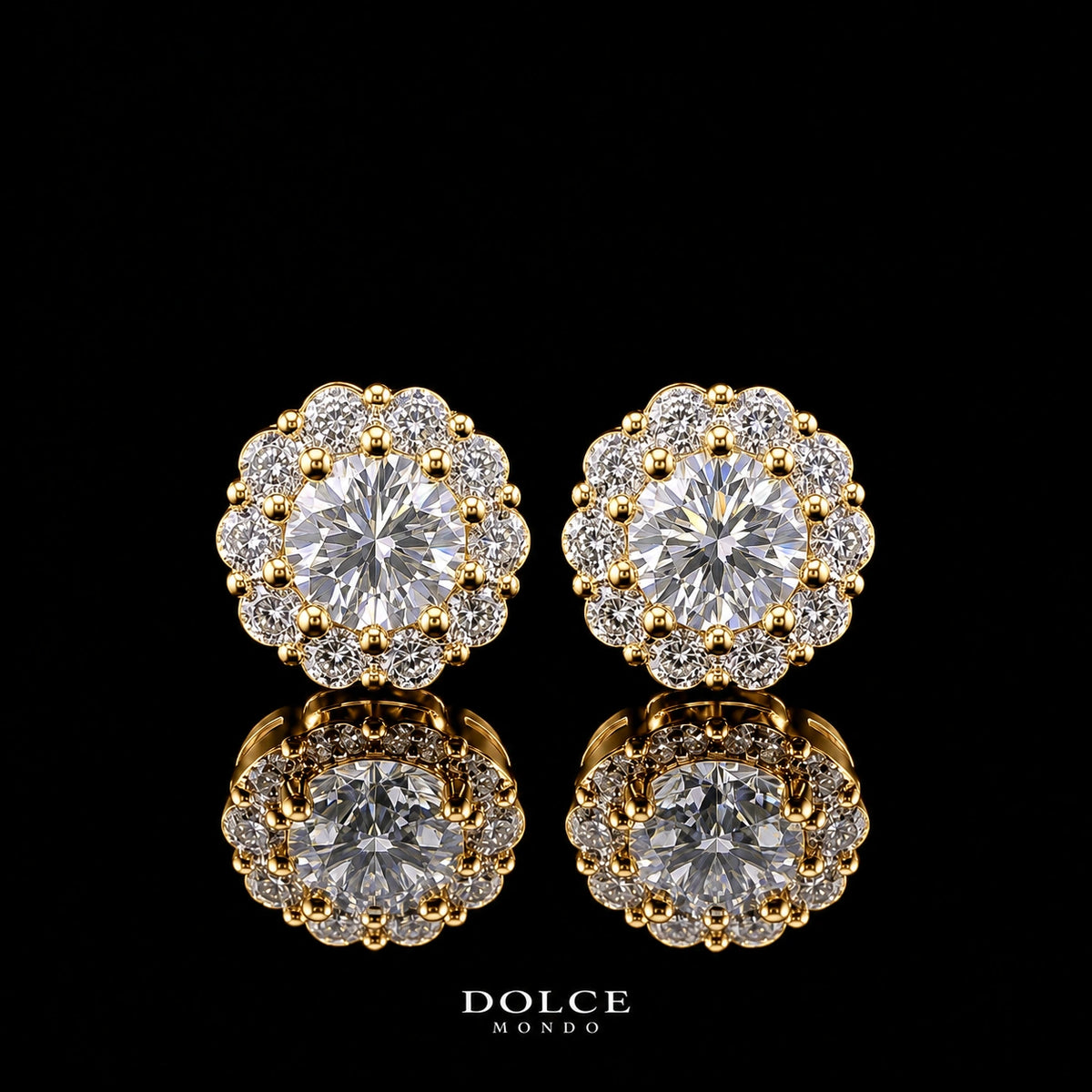 Farah Round Cut GRA Certified Moissanite Earrings in 925 Sterling Silver 18K Gold Plated – 0.50 Carat