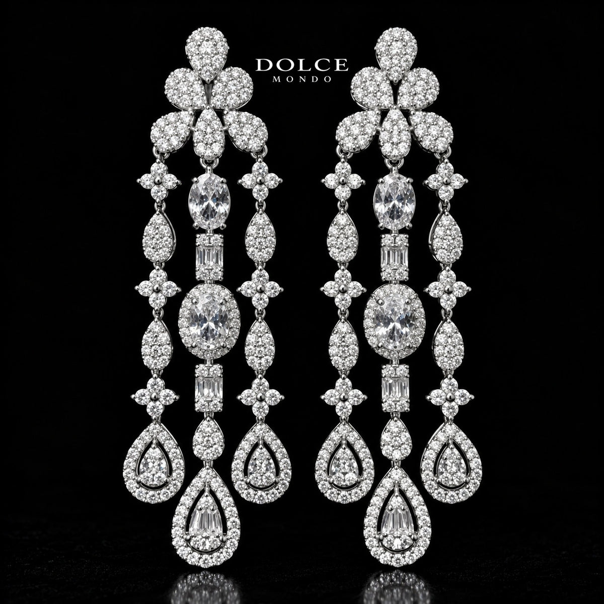 Nataliya White Luxury Bridal Full Set Featuring High-Quality Zircon Stones with a Premium Rhodium-Plated Finish
