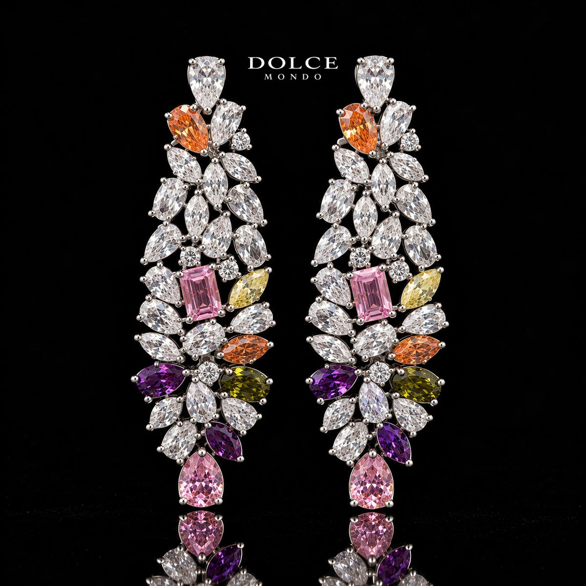 Clara Multicolor Luxury Bridal Full Set Featuring Hight Quality Class Zircon Stones with Premium Rhodium-plated Finish