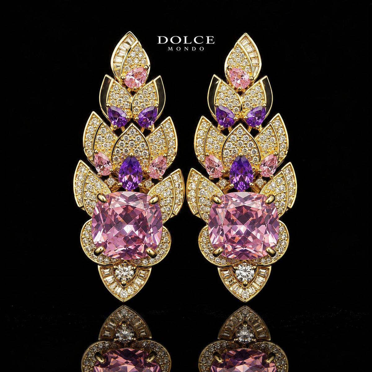 Amelia Golden Pink Luxury Bridal Full Set Featuring High-Quality Zircon Stones with a Premium 18k Gold-Plated Finish