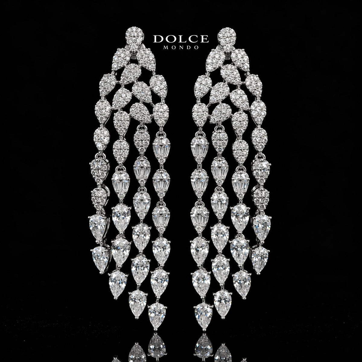 Eva White Luxury Bridal Full Set Featuring High-Quality Zircon Stones with a Premium Rhodium-Plated Finish