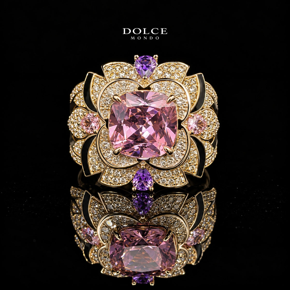 Amelia Golden Pink Luxury Bridal Full Set Featuring High-Quality Zircon Stones with a Premium 18k Gold-Plated Finish