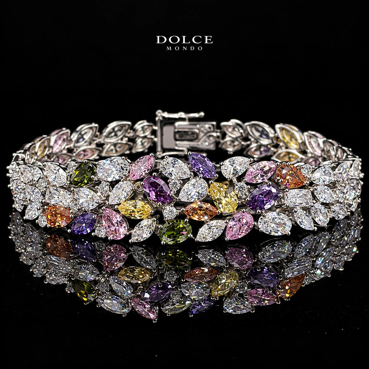 Clara Multicolor Luxury Bridal Full Set Featuring Hight Quality Class Zircon Stones with Premium Rhodium-plated Finish